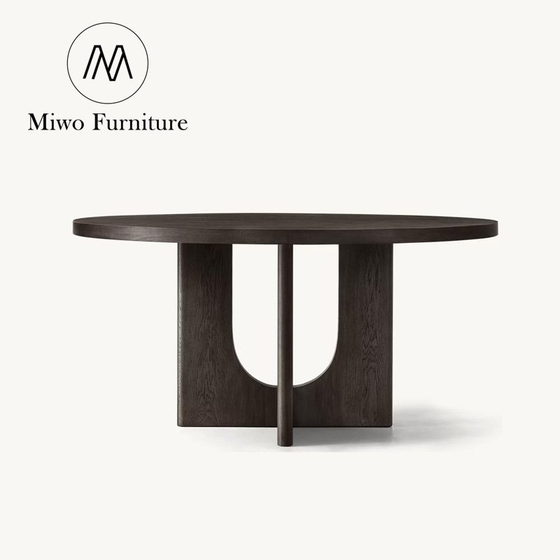 Modern Vintage Luxury Large Round Dining Table New Modern Country Design Solid Wood Breton Round Dining Table set 4 6 8 chairs