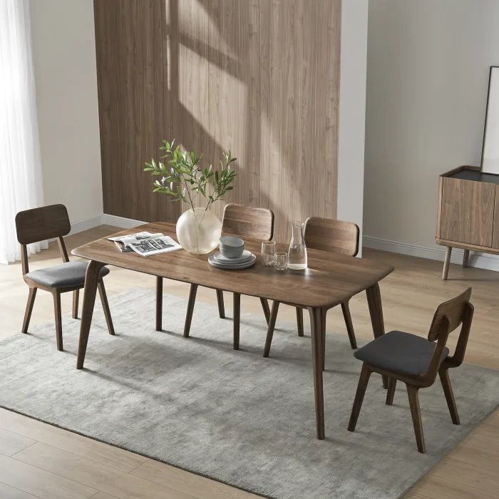Hot Selling Home Furniture High Quality New Design Set Patio Solid Wooden Walnut Dining Table 4 Seater for Party Dinner