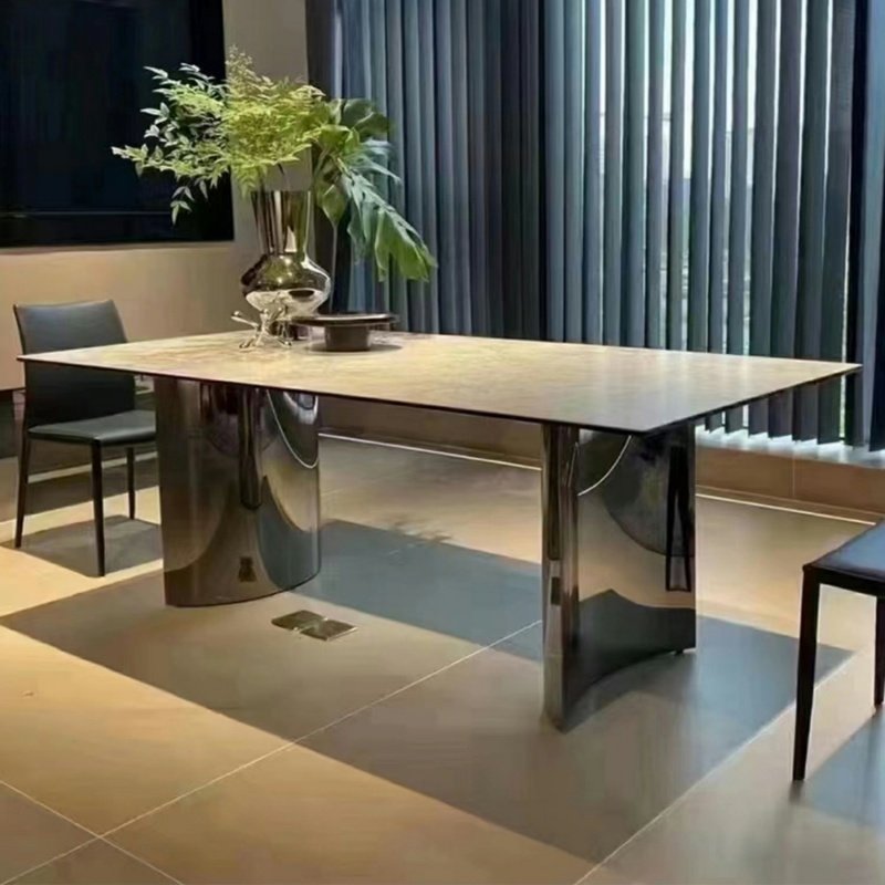 NOVA New Design Light Luxury Rectangular Dining Table With Black Metal Legs Modern Home Hotel Table Dining Room Furniture