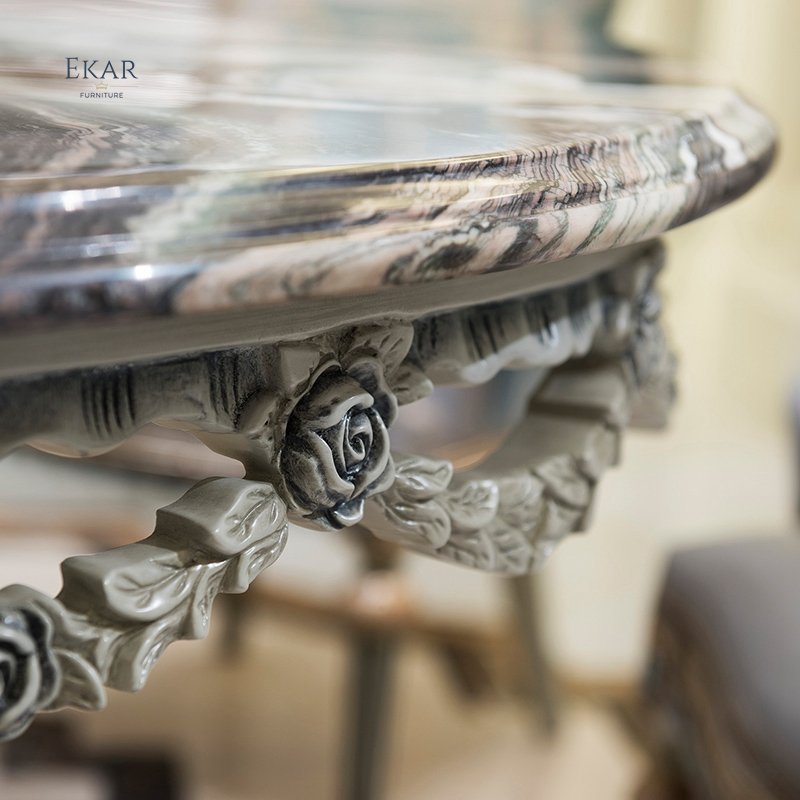 Neo Classical Antique Wooden Hand Carved Royal Round Dining Table 6 Seater Solid Wood Dining Room Tables Furniture