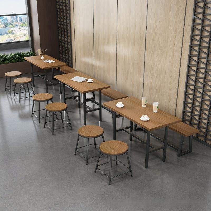 American commercial restaurant wrought iron solid wood dining table chair cafe milk tea shop casual table