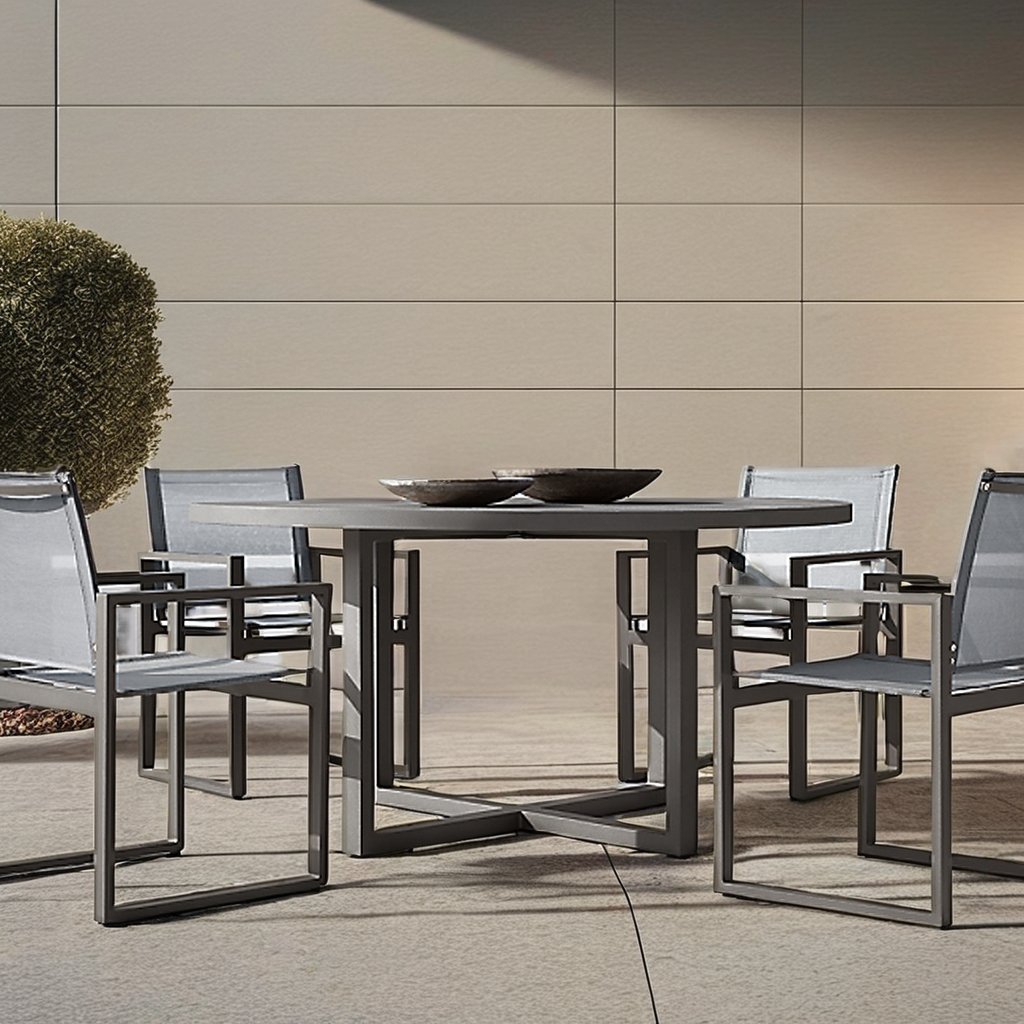 FERLY All Weather Aluminum Outdoor Furniture Dining Table Set Patio Dining Room Chair And Table