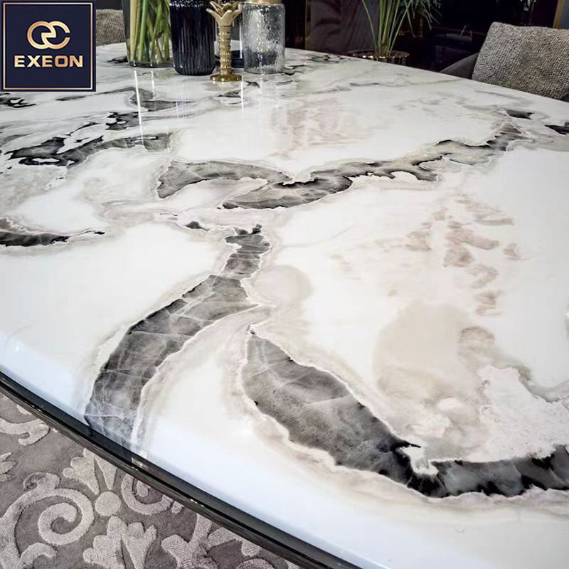 Exeon Luxury 12 Seater Carrara Modern Marble Top Dining Table Set