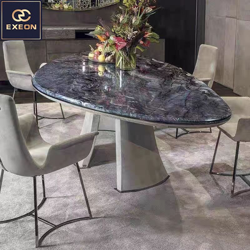 Exeon Luxury 12 Seater Carrara Modern Marble Top Dining Table Set