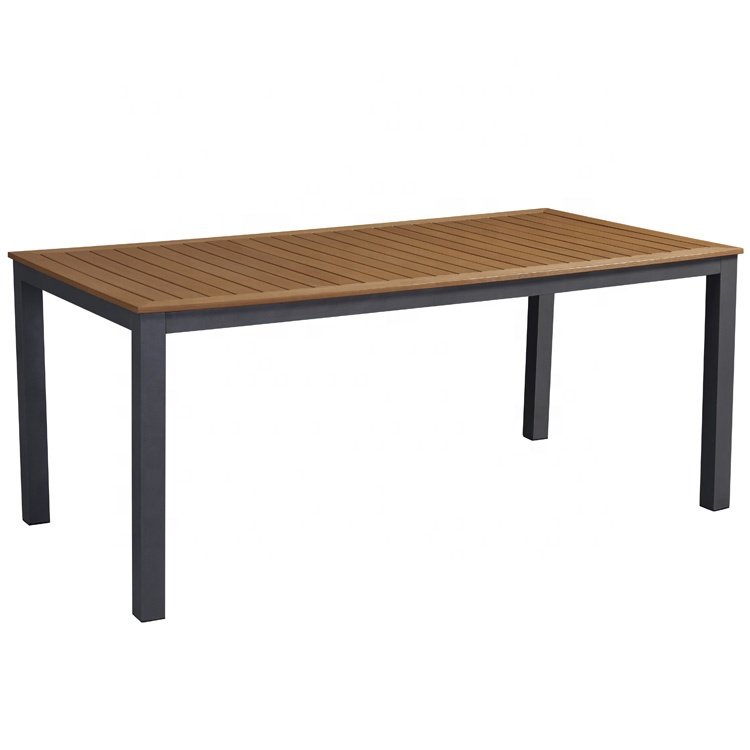 Modern Garden Porch Furniture 7 Piece Plastic Wood Aluminum Dining Sets Outdoor Patio Tables and 6 Seater Chairs