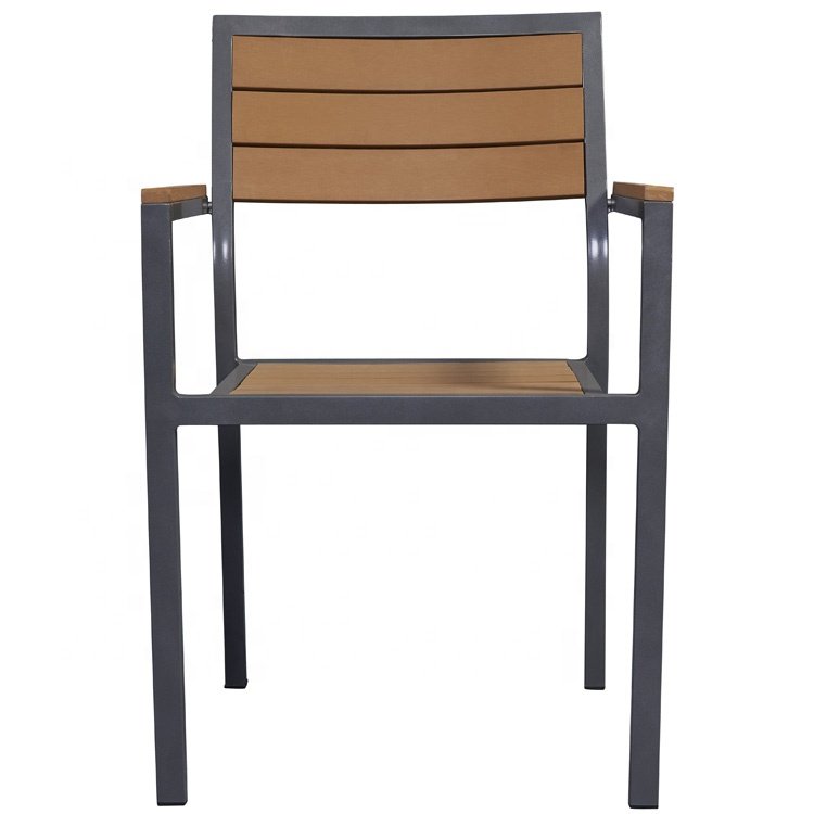 Modern Garden Porch Furniture 7 Piece Plastic Wood Aluminum Dining Sets Outdoor Patio Tables and 6 Seater Chairs