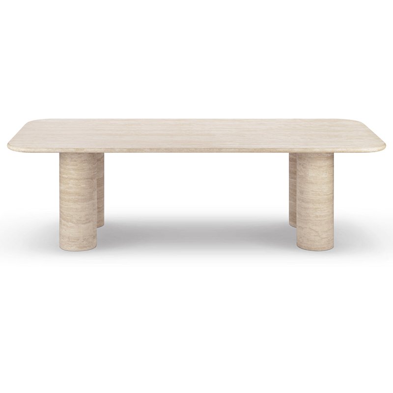 Natural Stone Customized Living Room Marble Furniture Long Dining Table Beige Wood Grain Square Long Desk