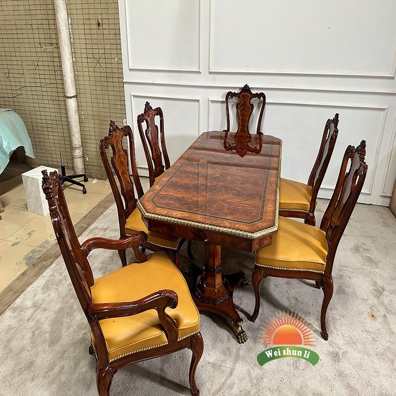 European Style Dining Sets Dining Table And Chairs French Luxury Solid Wood Dining Room Table