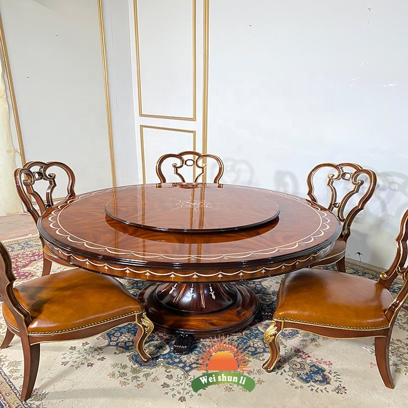 European Style Dining Sets Dining Table And Chairs French Luxury Solid Wood Dining Room Table