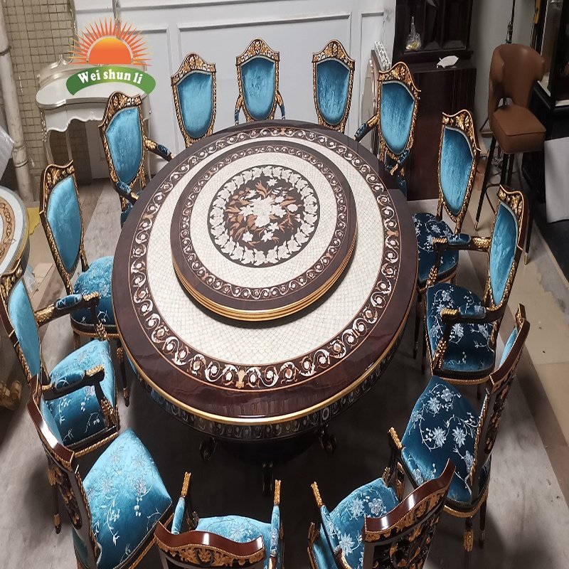 European Style Dining Sets Dining Table And Chairs French Luxury Solid Wood Dining Room Table