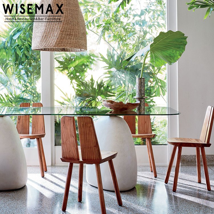 WISEMAX FURNITURE Modern luxury restaurant home furniture 8 seater glass marble table dining room round dining table chair set