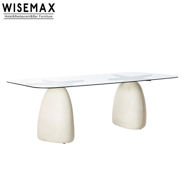 WISEMAX FURNITURE Modern luxury restaurant home furniture 8 seater glass marble table dining room round dining table chair set