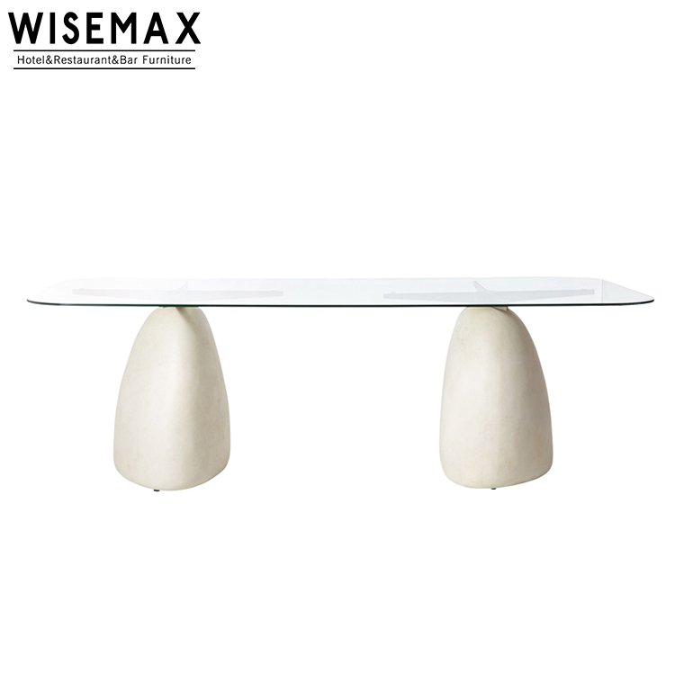 WISEMAX FURNITURE Modern luxury restaurant home furniture 8 seater glass marble table dining room round dining table chair set
