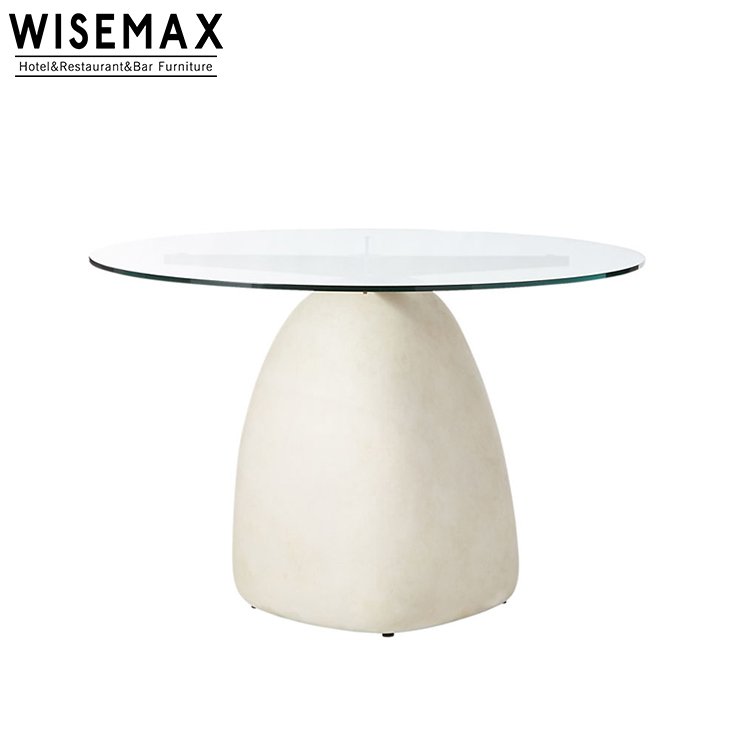 WISEMAX FURNITURE Modern luxury restaurant home furniture 8 seater glass marble table dining room round dining table chair set