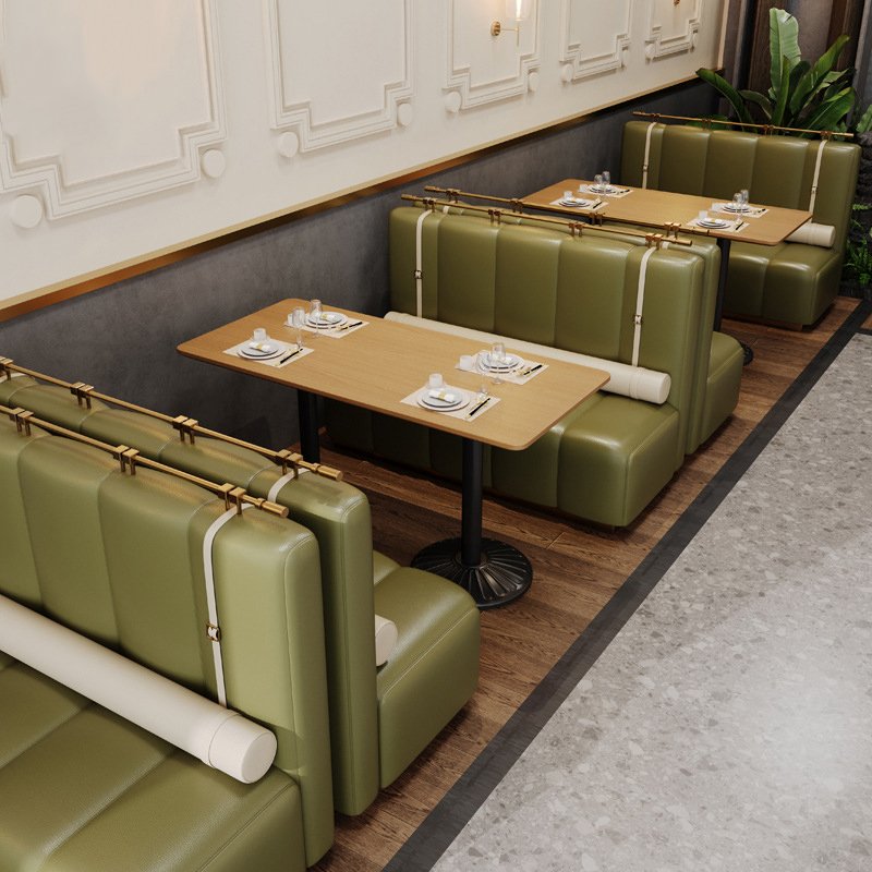 Contemporary Coffee Shop Commercial Furniture Metal Restaurant Booth Sofa Cafe Wood Frame Dinging Table And Chairs For Hotel