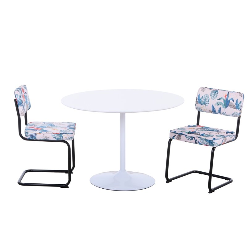 Simple Style Dining Furniture black Modern MDF Top Round Dining Table