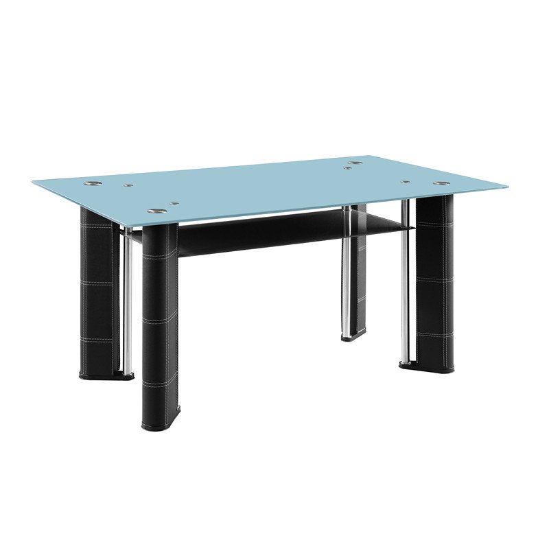Top Leather Base Dining Table with Chairs Set Tempered Glass Factory Price Modern 6 Chairs Home Furniture Small Kitchen Tables
