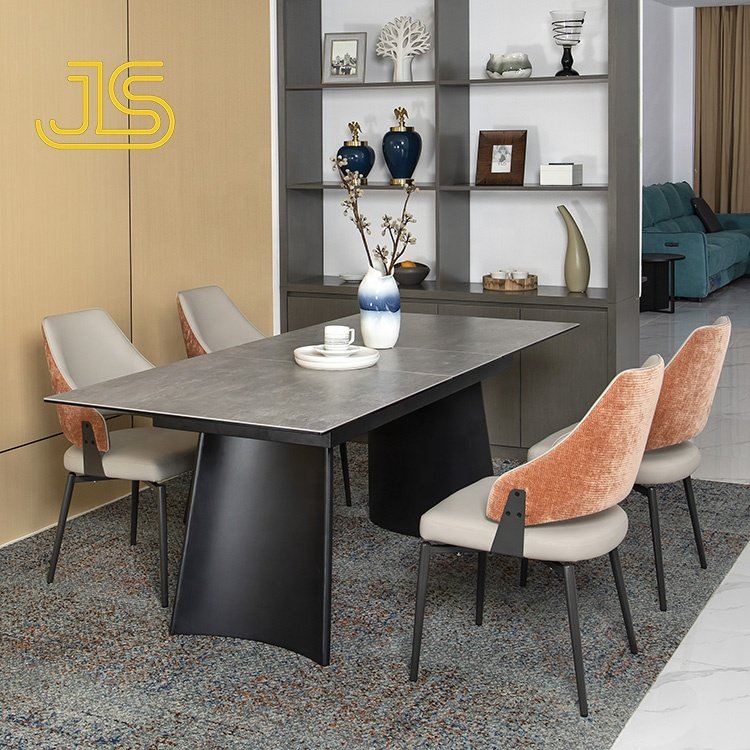 Jinsong Nordic Round Rectangular Externdable Luxury Sintered Stone Dining Tables for Dinning Room Furniture Set