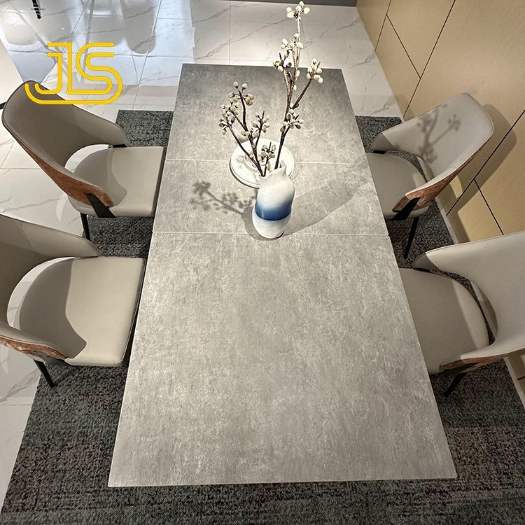 Jinsong Nordic Round Rectangular Externdable Luxury Sintered Stone Dining Tables for Dinning Room Furniture Set