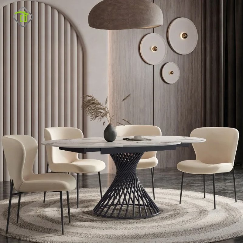 High Quality Pu Leather Fabric Dining Room Luxury Modern Dining Chair For Home Coffee Shop Hotel Dining table and chair set