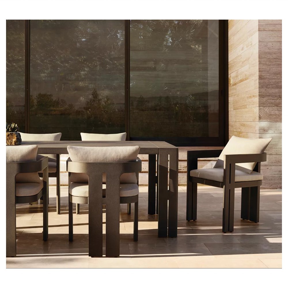 Modern Style Premium Aluminum Dining Table for Balcony and Terrace Rust-Resistant with Elegant Finish