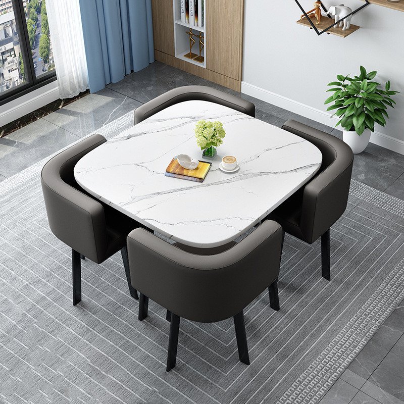 Modern Luxury Wood Kitchen Restaurant Tables And Chair Sets Room Furniture Small Round Marble Wooden Dining Table Set 4 Chairs