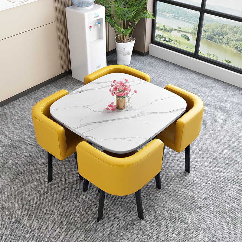 Modern Luxury Wood Kitchen Restaurant Tables And Chair Sets Room Furniture Small Round Marble Wooden Dining Table Set 4 Chairs