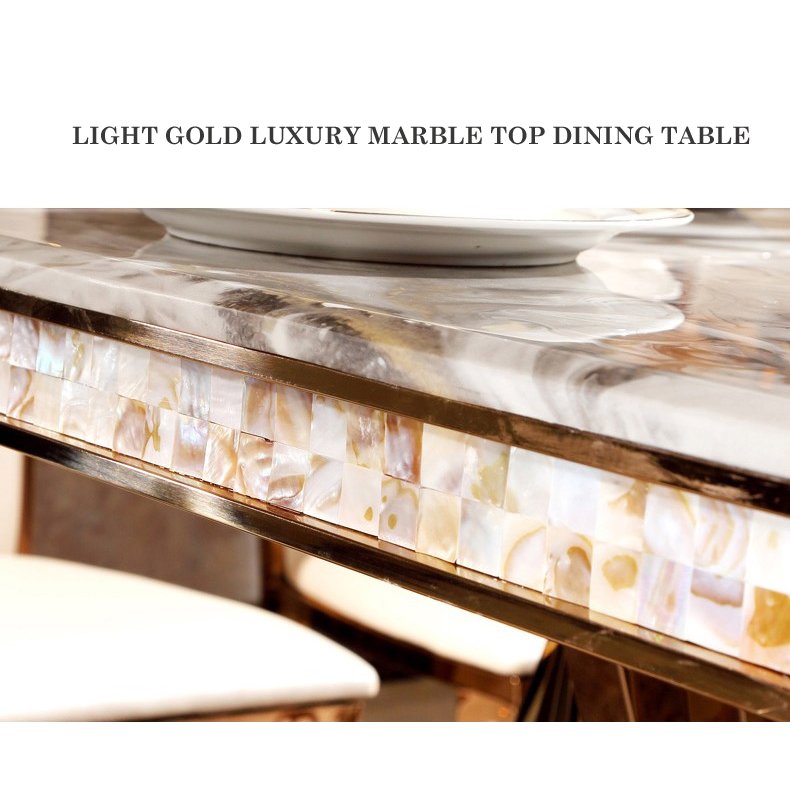 Modern luxury durable marble dining tables and chairs rectangular gold dining room furniture