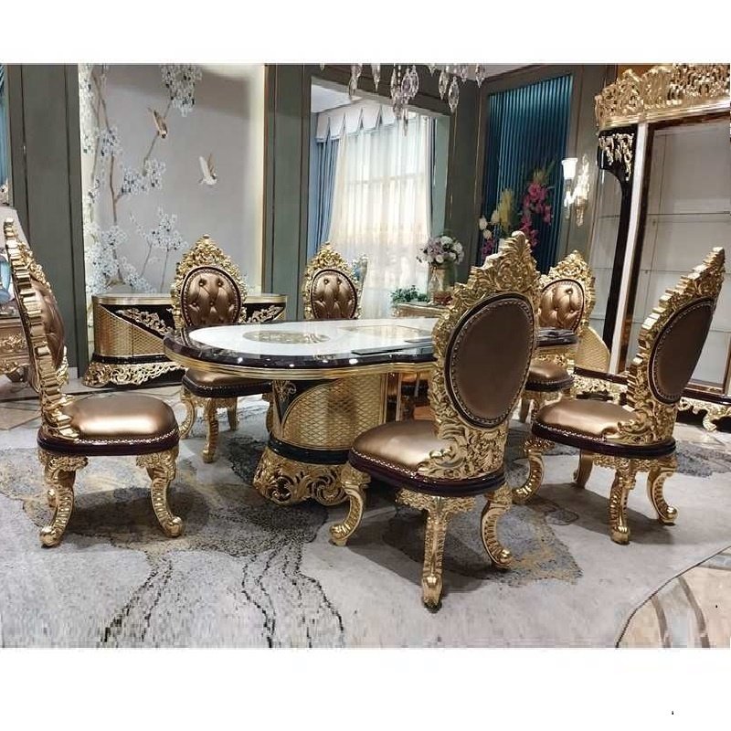 Classic turkish dining table and chairs,Luxury dinning table set 8 chairs dining room furniture