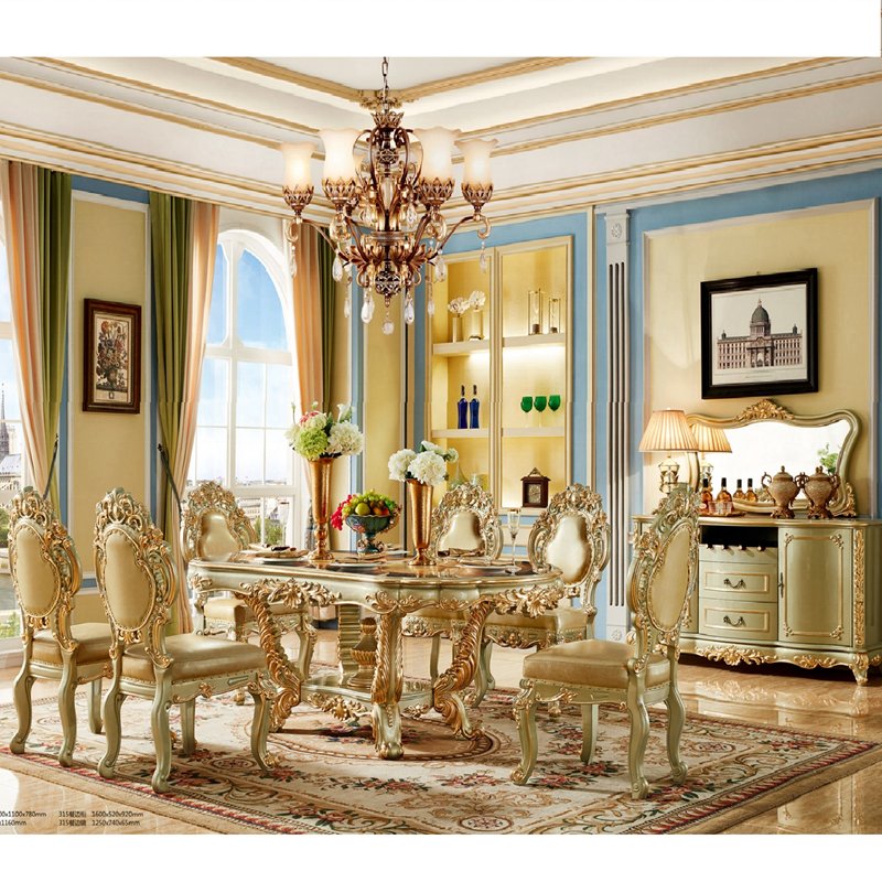 Classic turkish dining table and chairs,Luxury dinning table set 8 chairs dining room furniture