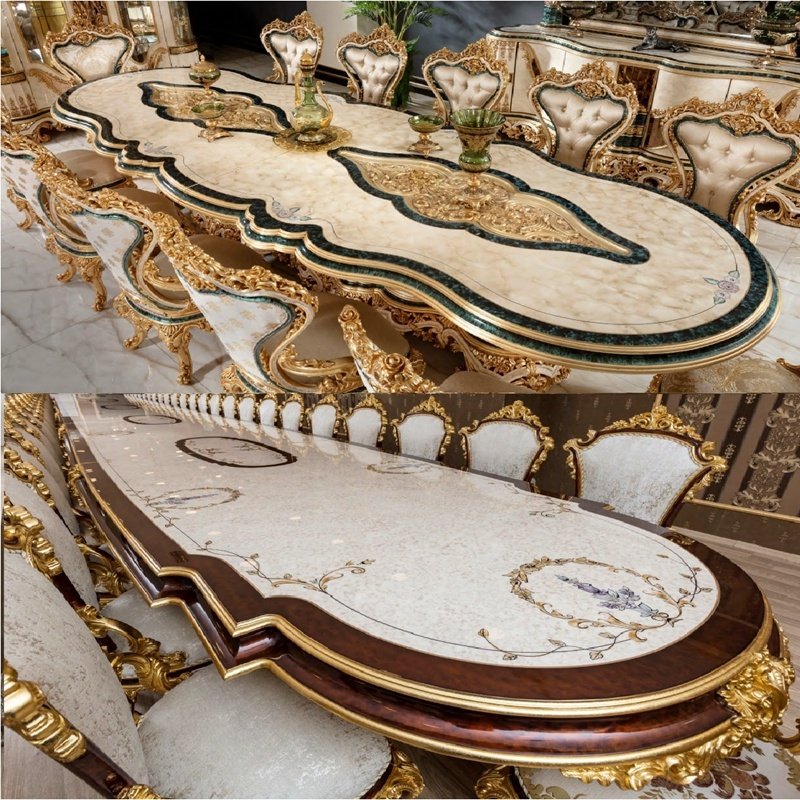Classic turkish dining table and chairs,Luxury dinning table set 8 chairs dining room furniture