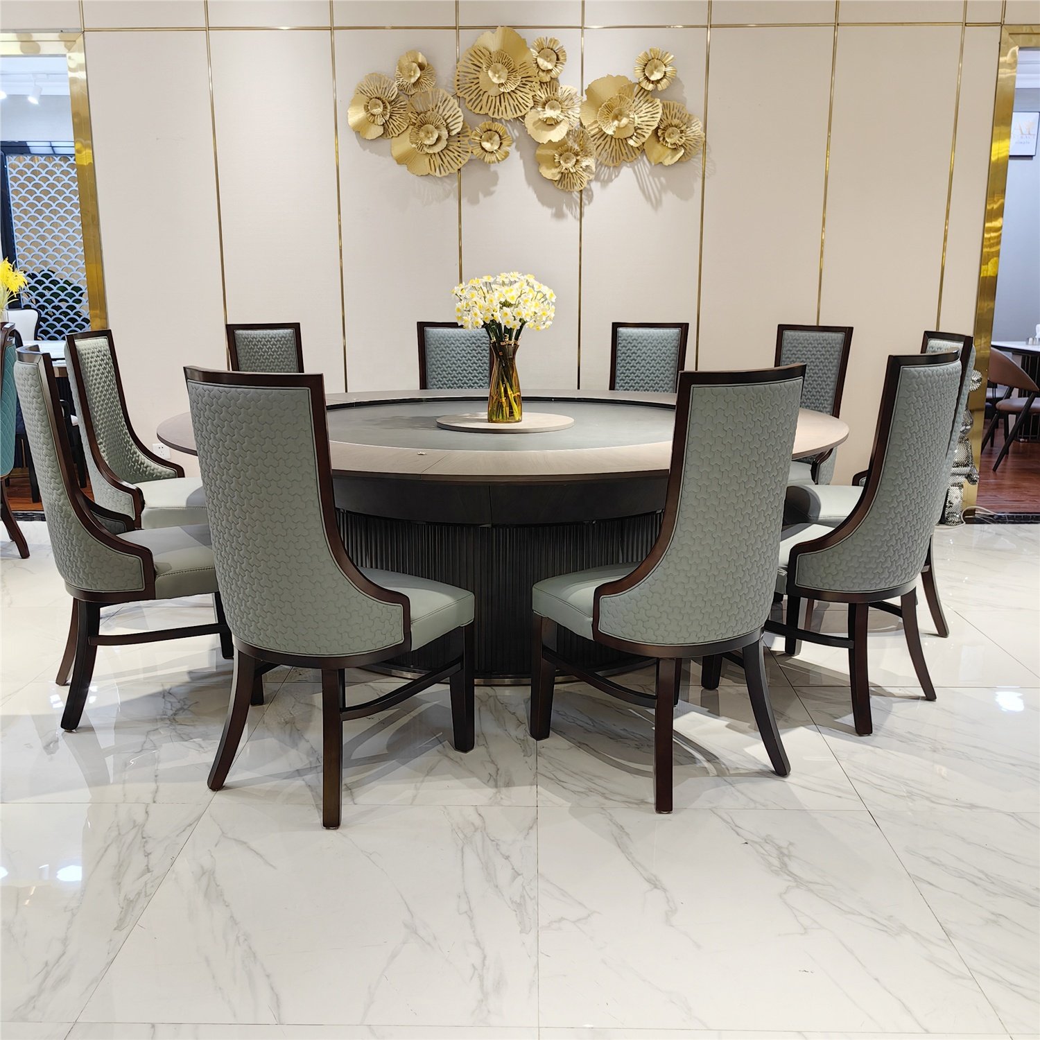 Professional Manufacturer Hotel Dining Room Indoor Wooden Dining Room Furniture Electric Rotating Dining Table and Chair