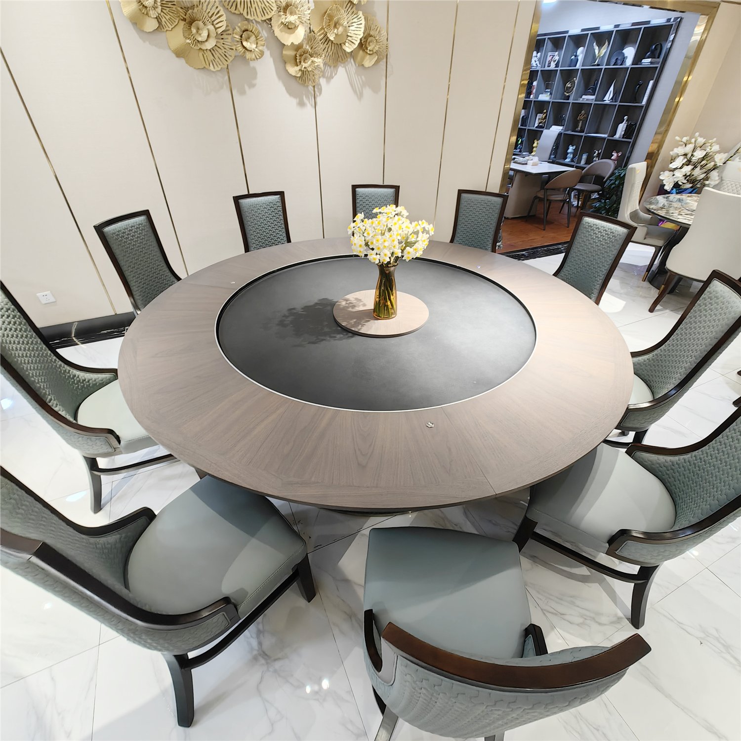 Professional Manufacturer Hotel Dining Room Indoor Wooden Dining Room Furniture Electric Rotating Dining Table and Chair