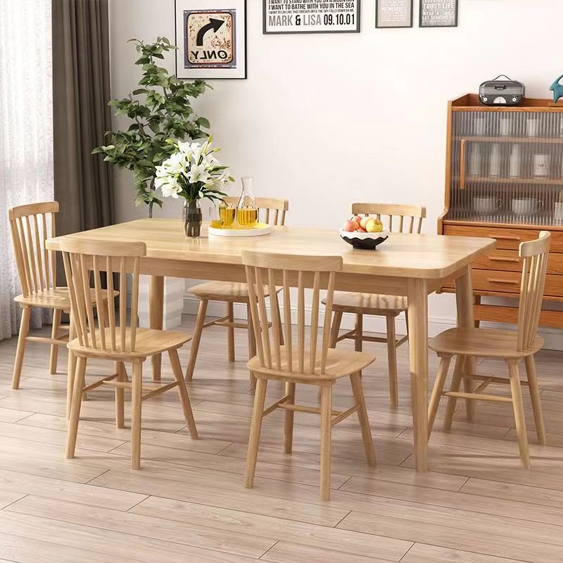 Modern simple custom family dining room solid wood dining table and chair