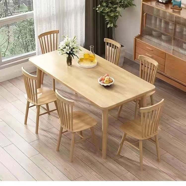 Modern simple custom family dining room solid wood dining table and chair