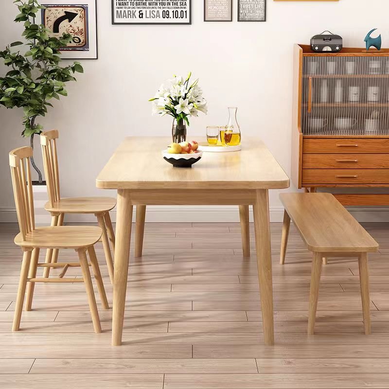 Modern simple custom family dining room solid wood dining table and chair