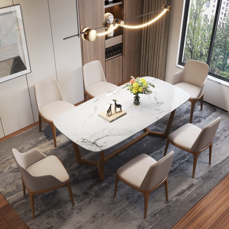 Wholesale marble modern luxury dining table set modern dining room sets solid wood dining table set