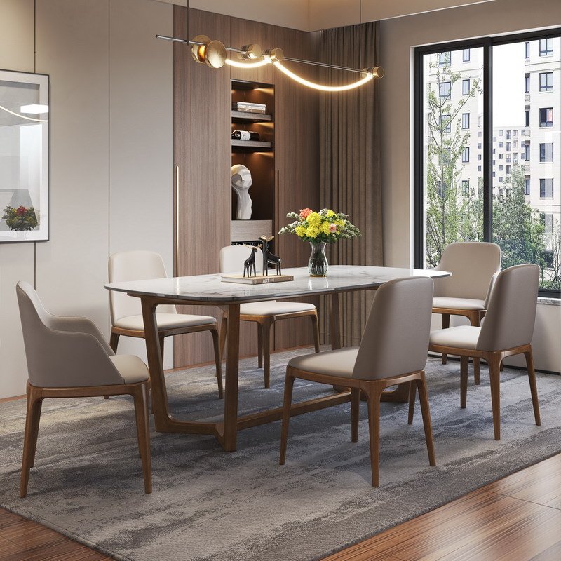Wholesale marble modern luxury dining table set modern dining room sets solid wood dining table set