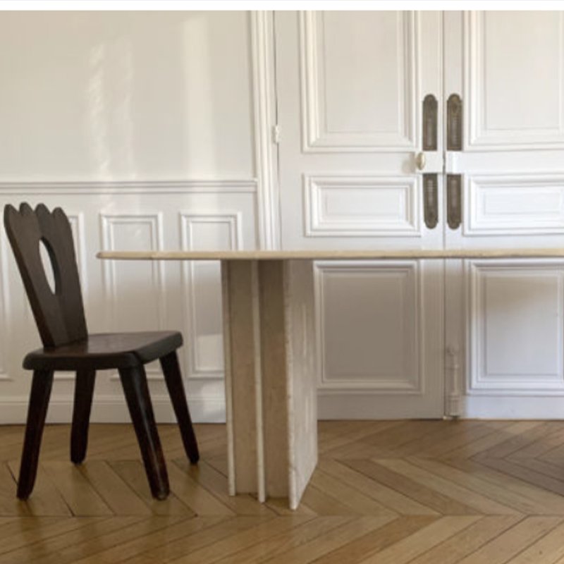 Italian Luxury Dinner Base Travertine Top Dining Table Decoration Rectangular Dining Table Set Modern