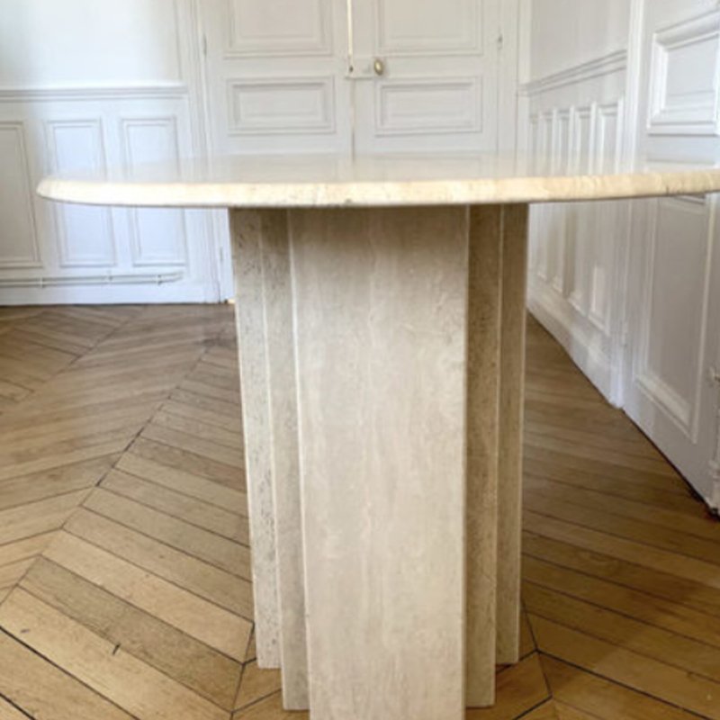 Italian Luxury Dinner Base Travertine Top Dining Table Decoration Rectangular Dining Table Set Modern