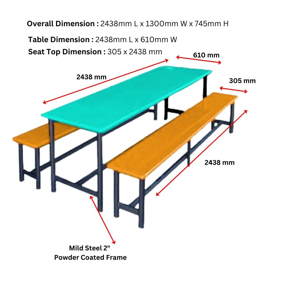 High Quality 8 Feet Canteen Bench Set Reasonably Priced Different Colors Dining Park Use Customer Choice Restaurant Furniture