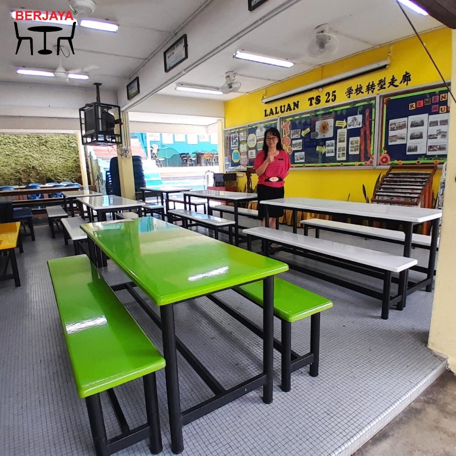 High Quality 8 Feet Canteen Bench Set Reasonably Priced Different Colors Dining Park Use Customer Choice Restaurant Furniture