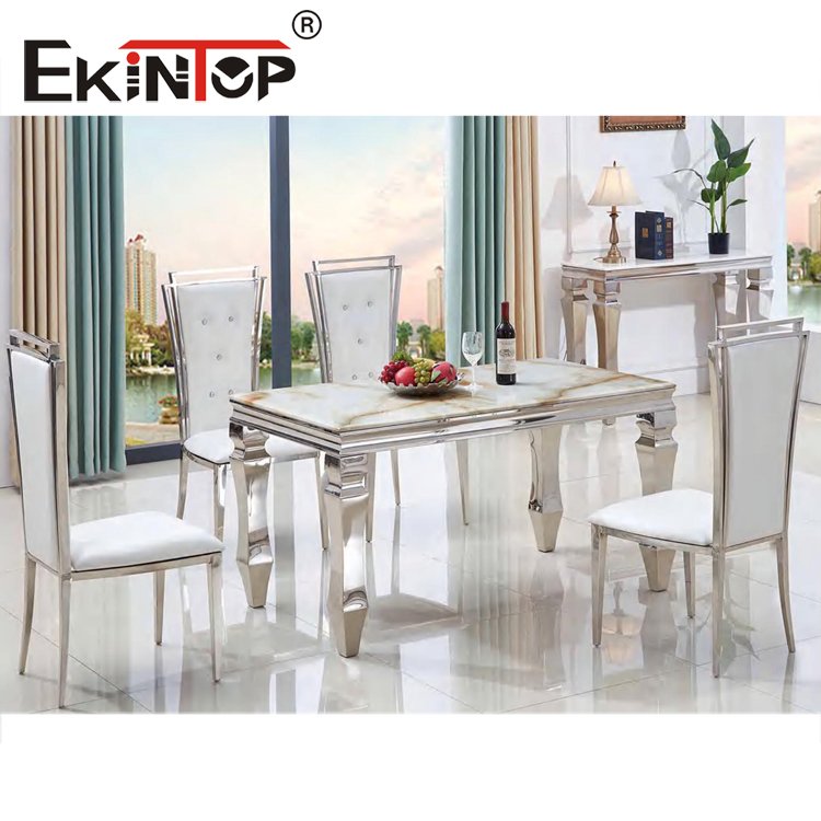 Ekintop popular luxury dinning table silver formal european dining table set