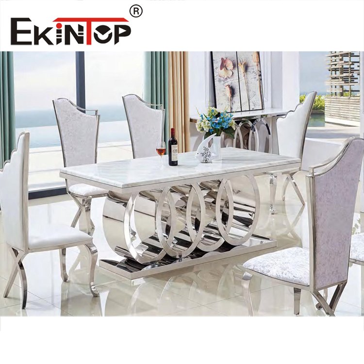 Ekintop popular luxury dinning table silver formal european dining table set
