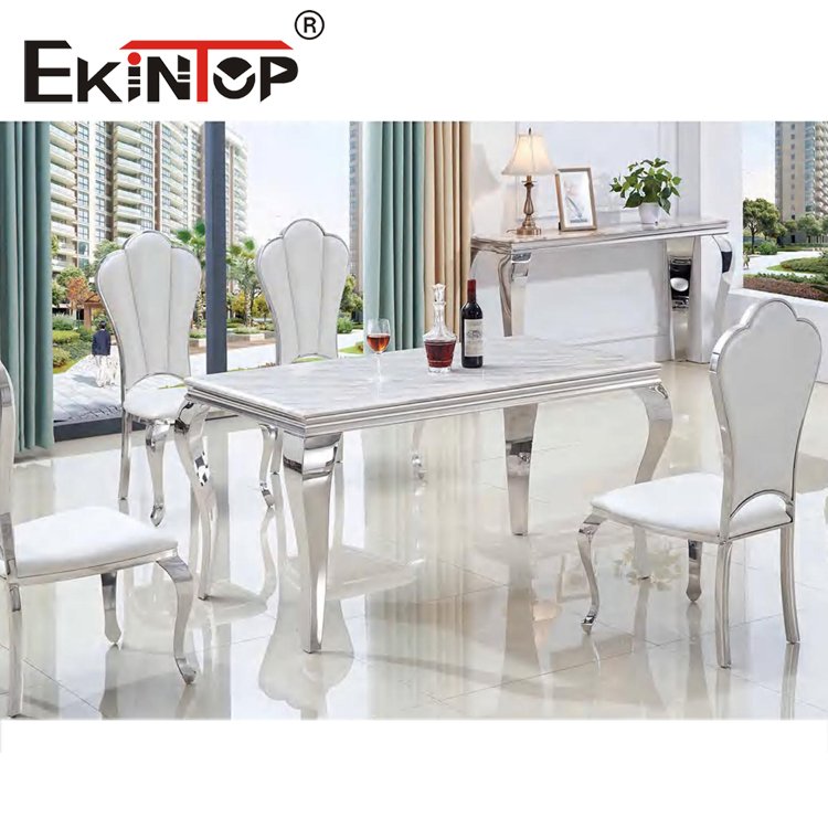 Ekintop popular luxury dinning table silver formal european dining table set