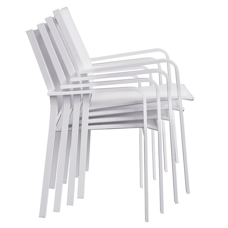 Modern White 5 Piece Patio Cafe Dining Furniture Outdoor Garden Porch Aluminum Table and 4 Seater Chairs Set