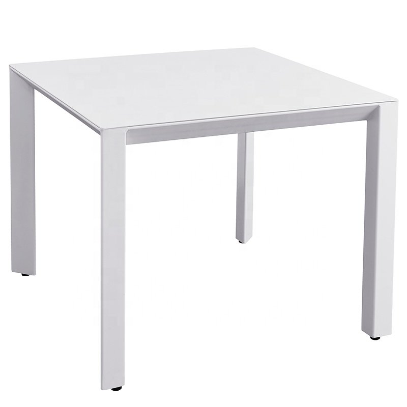 Modern White 5 Piece Patio Furniture Cafe Aluminum Set Outdoor Garden Dining Table 4 Seater Chairs for Restaurant