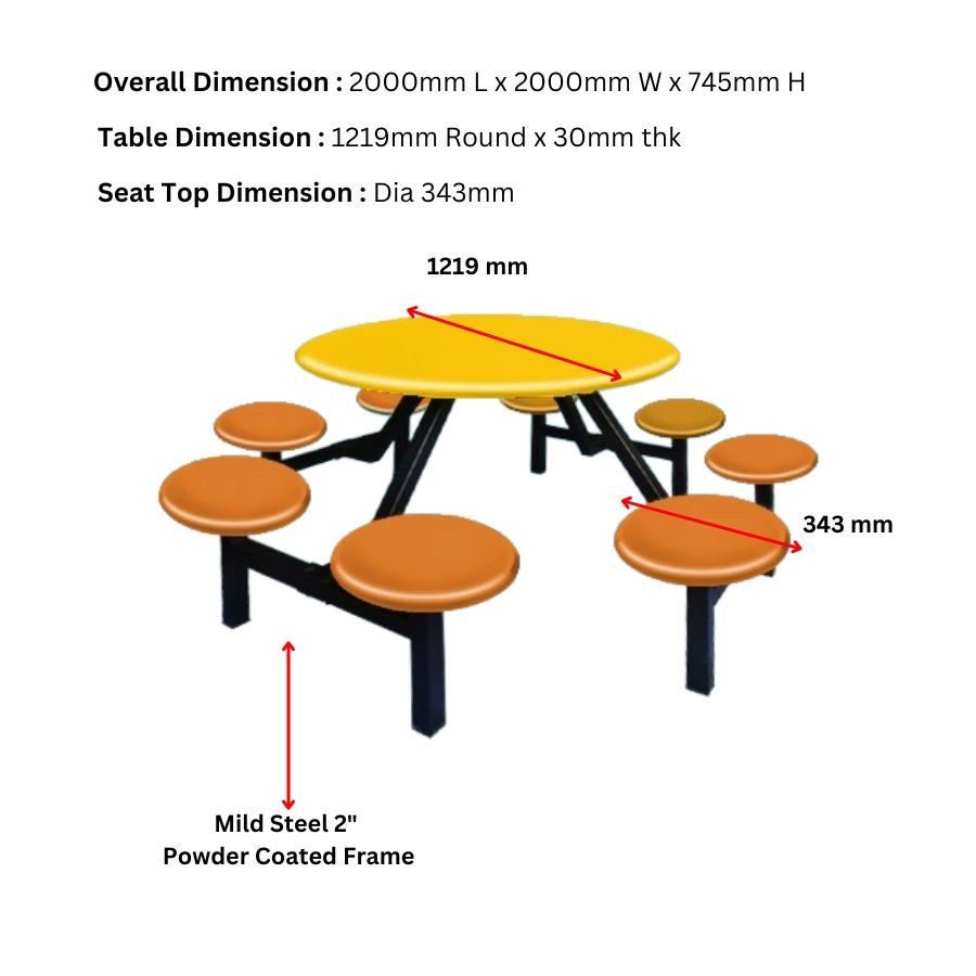 Outstanding Premium Quality 6 Seater Round Table With Stool Seat School Heavy Duty Dining Table And Chairs Metal Table
