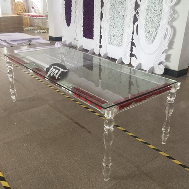 Luxury transparent clear plastic acrylic dining table for wedding and event