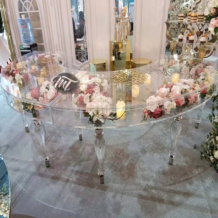 Luxury transparent clear plastic acrylic dining table for wedding and event